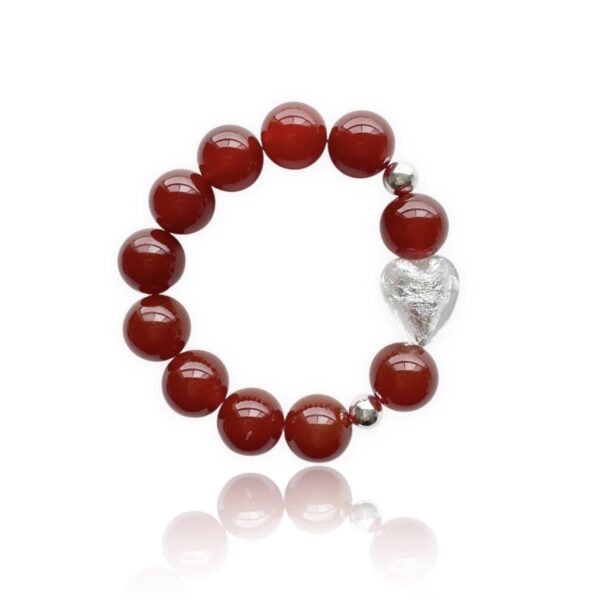 Heart & Carnelian Beaded Bracelet