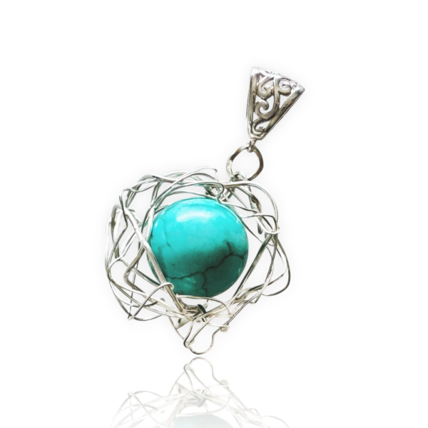 Turquoise and Silver Nest Pendant
