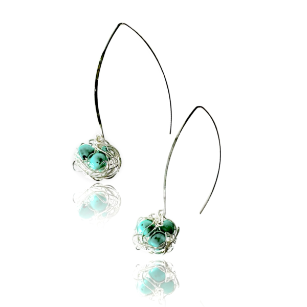 Turquoise and Sterling Nest Earrings