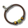 Single Bead Leather Bracelet - Distressed Brown - Image 2