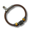 Single Bead Leather Bracelet - Distressed Brown - Image 3